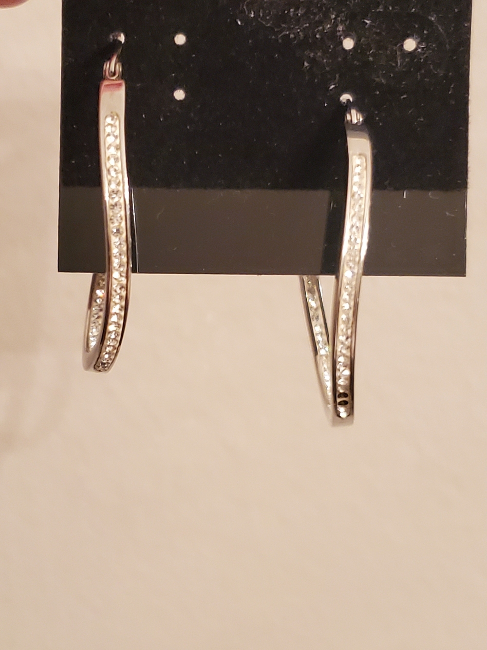 Crystal-Accented Hoop Earrings - Silver